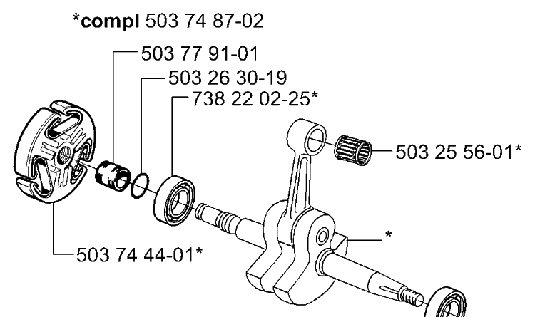 Crankshaft Diagram and Parts List for 365EPA 2003-11 Husqvarna Chainsaw