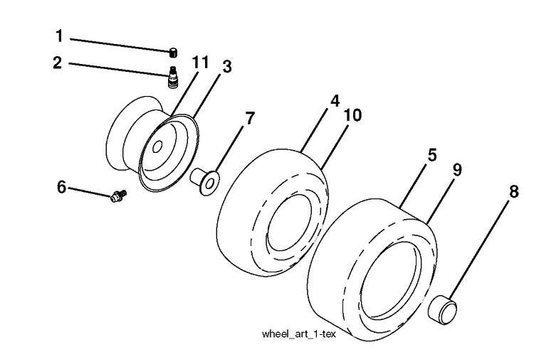 Wheels And Tires Diagram and Parts List for YTH2042 (96043010602)(2010-03) Husqvarna Lawn Mower