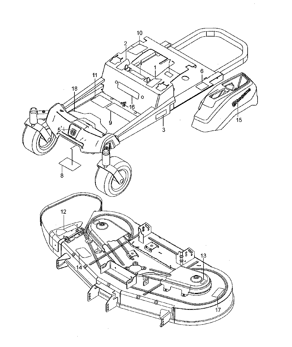 Decals Diagram and Parts List for 967844901-00  Husqvarna Lawn Mower