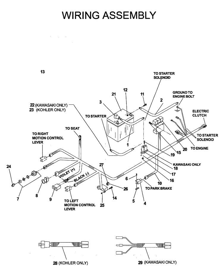 Wiring Harness Diagram and Parts List for IZ5223 (968999526)(2006-08) Husqvarna Lawn Mower
