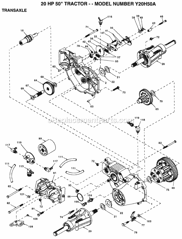 Steering Diagram and Parts List for Y20H50A 1994 Husqvarna Lawn Tractor