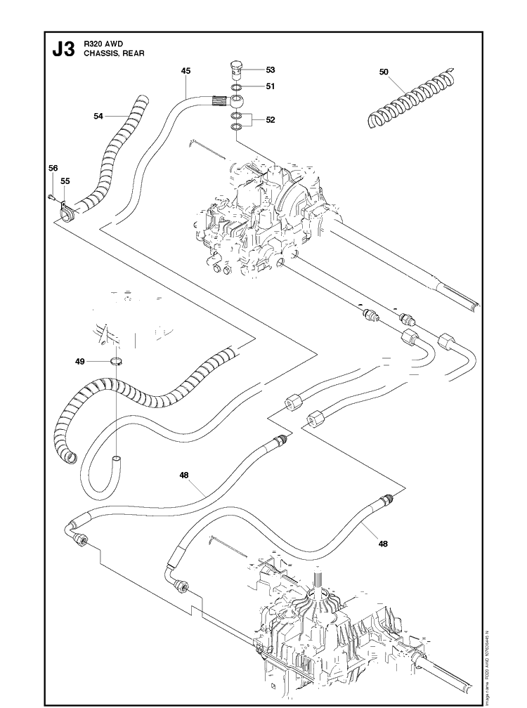 Chassis / Frame 2 Diagram and Parts List for R320AWD (966757401)(2012) Husqvarna Lawn Mower