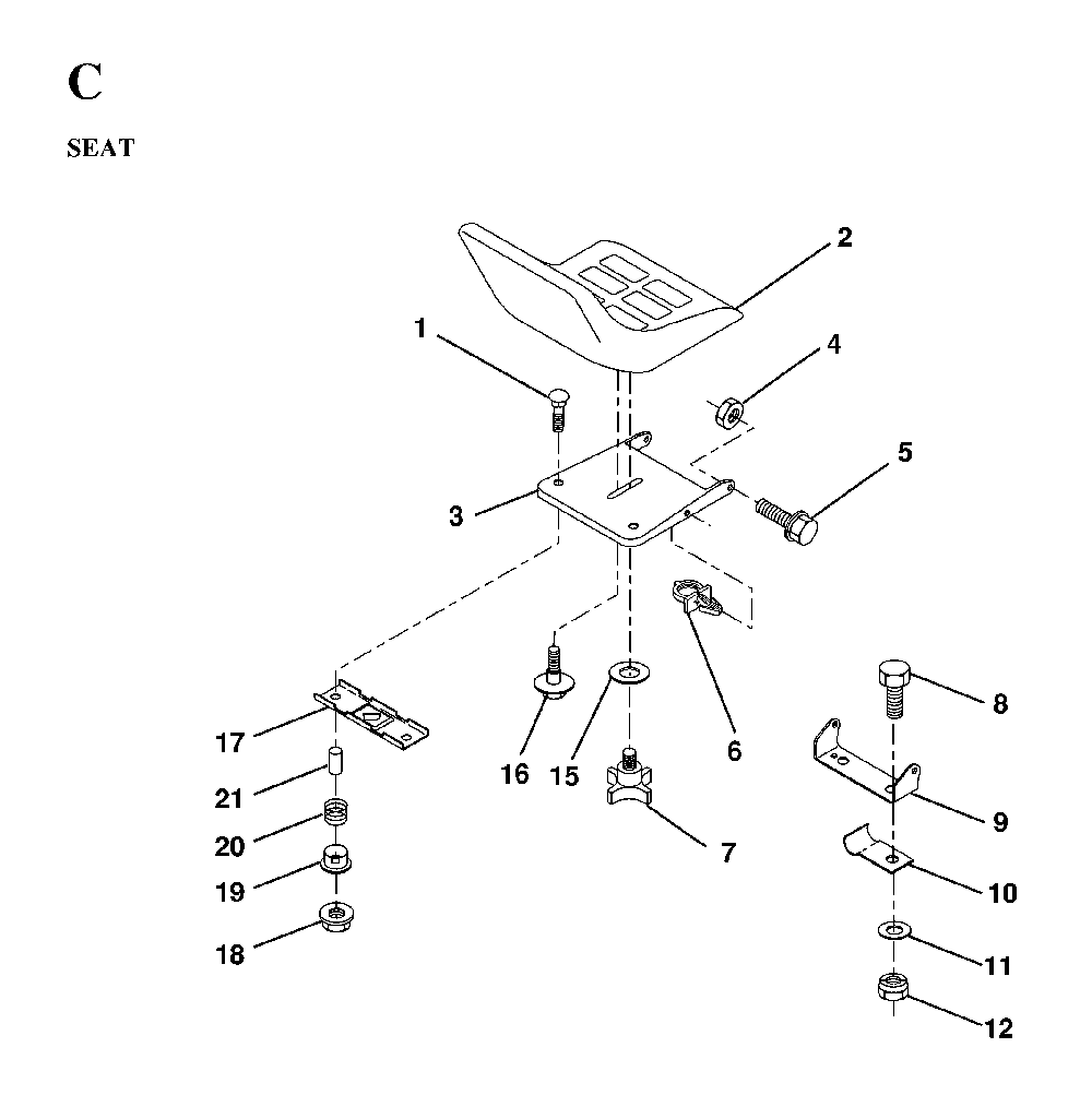 Seat Diagram and Parts List for LTH130 (HE13H36D, 954820001)(1997-03) Husqvarna Lawn Tractor