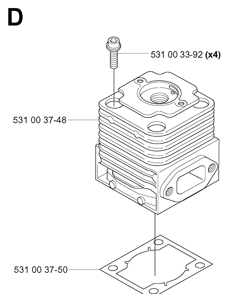 Cylinder 2 Diagram and Parts List for 165BT 20053300001-Current Husqvarna Leaf Blower / Vacuum