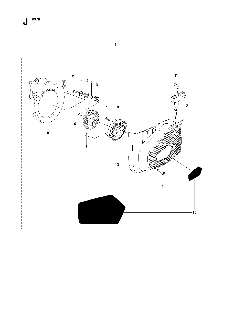 Starter Diagram and Parts List for K970 (575697201 & Above)(2010-05) Husqvarna Circular Saw