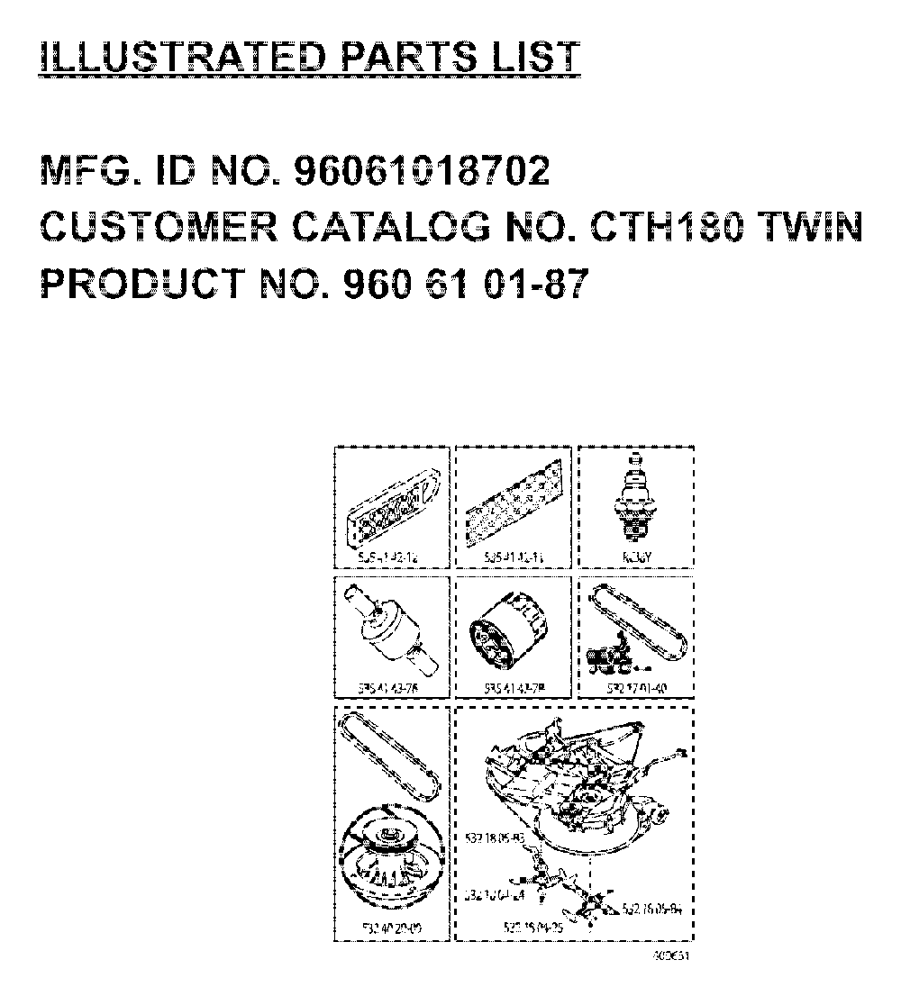 Frequently Used Parts Diagram and Parts List for CTH180TWIN (96061018702, 960610187)(2007-09) Husqvarna Lawn Tractor