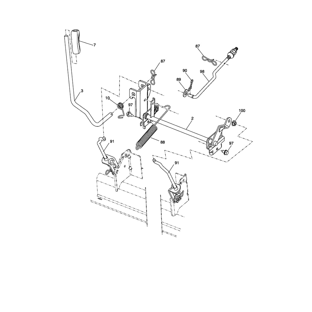 Mower Lift Diagram and Parts List for 917287542  Husqvarna Lawn Tractor