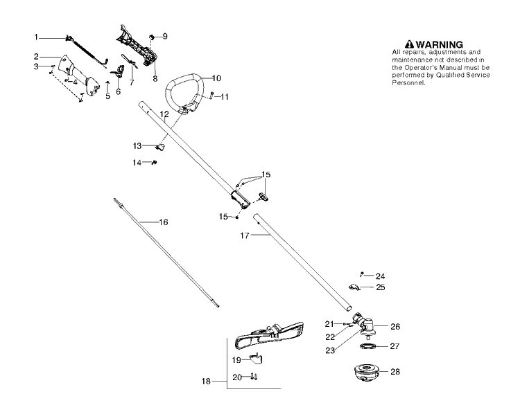 Shaft And Handle Diagram and Parts List for 128LD 952711969 Husqvarna Edger