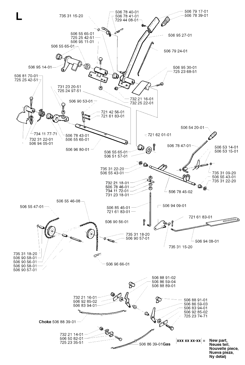Controls Diagram and Parts List for PF21 2002-05 Husqvarna Lawn Tractor