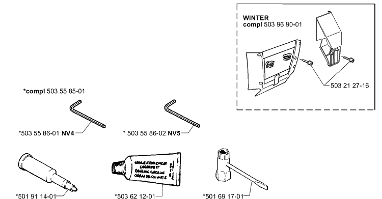 Accessories Diagram and Parts List for 365EPA 1999-11 Husqvarna Chainsaw