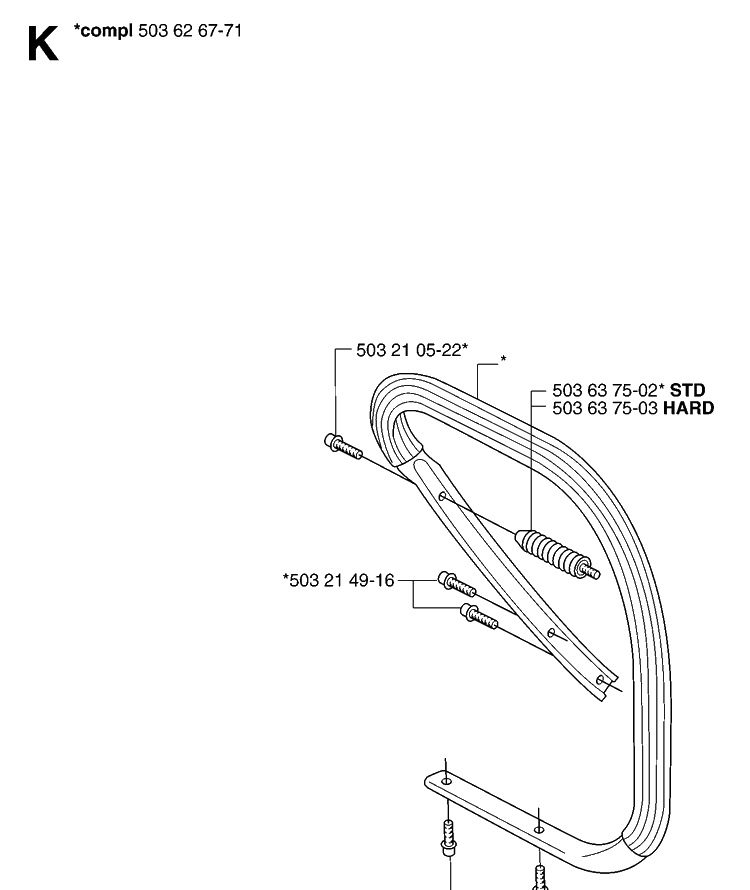 Handle Diagram and Parts List for 365 20070900001-20101800000 Husqvarna Chainsaw