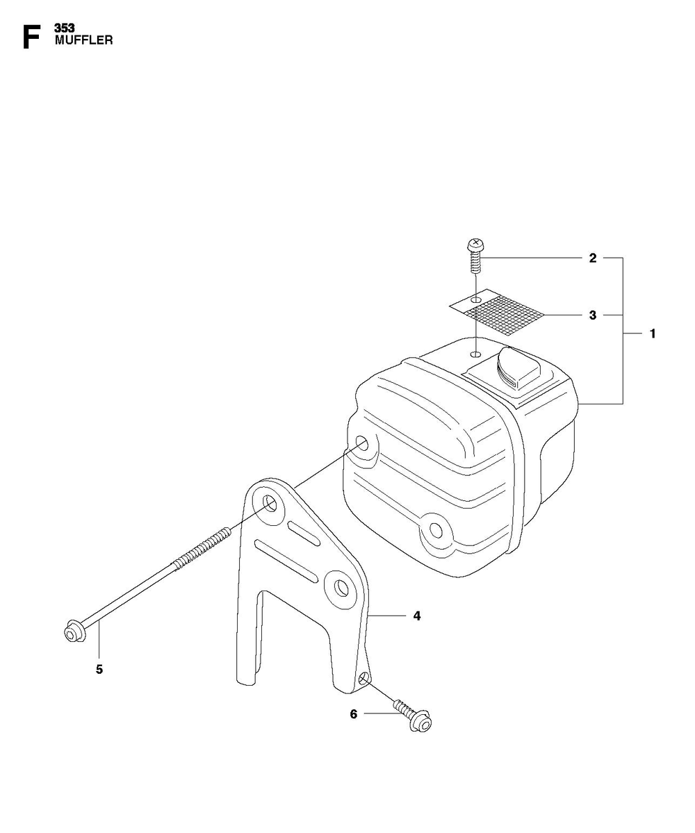 Muffler Diagram and Parts List for 353-353G 353E-tech-353G E-tech Husqvarna Chainsaw