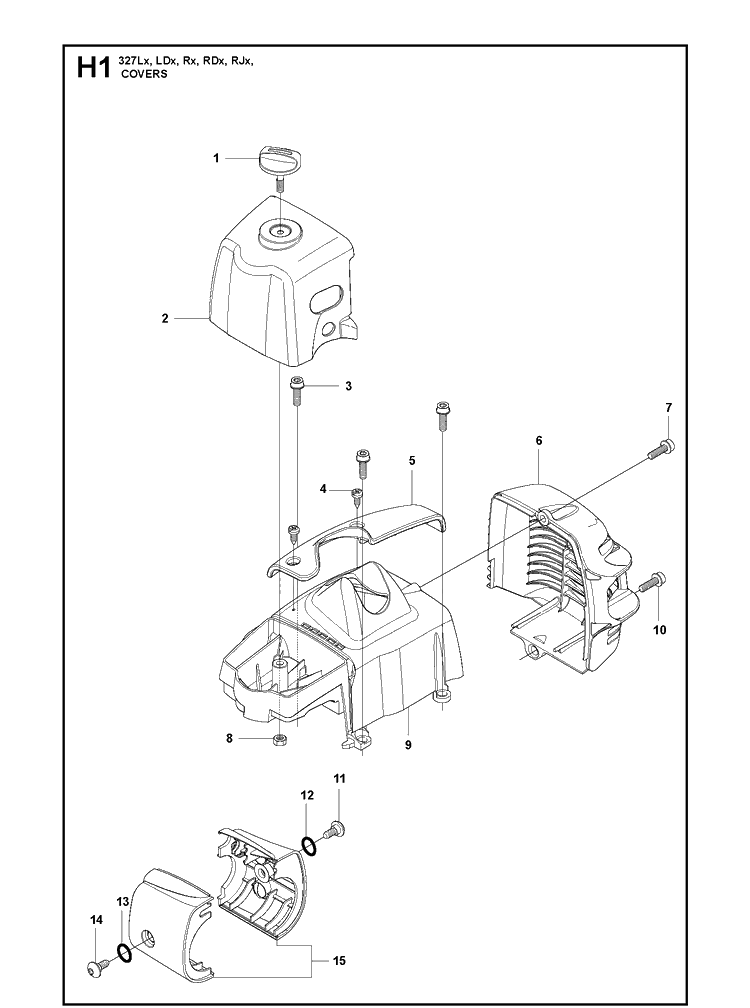 Cover 2 Diagram and Parts List for 327LDX 20120100001-Current Husqvarna Edger