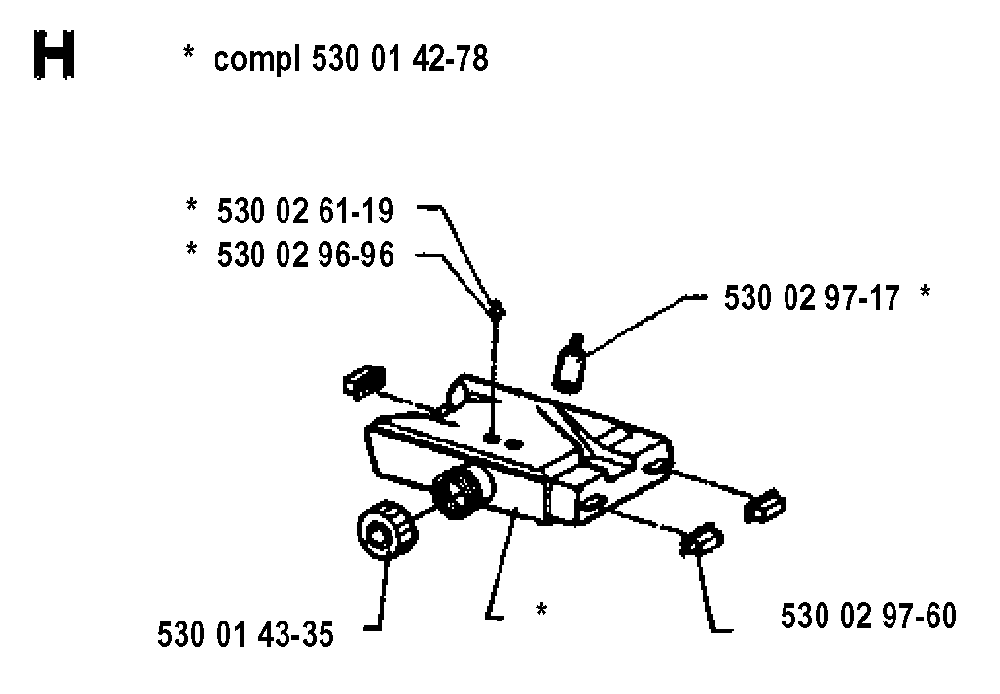 Fuel Tank Diagram and Parts List for 26L 1993-05 Husqvarna Trimmer