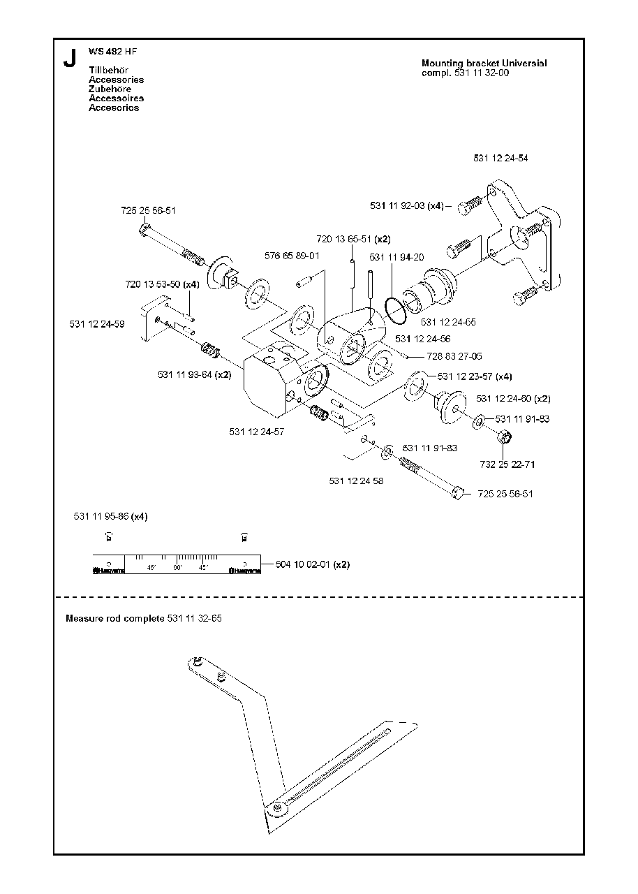 Accessories Diagram and Parts List for WS482HF (00000001275 - 20134501536)(2012-07) Husqvarna Circular Saw
