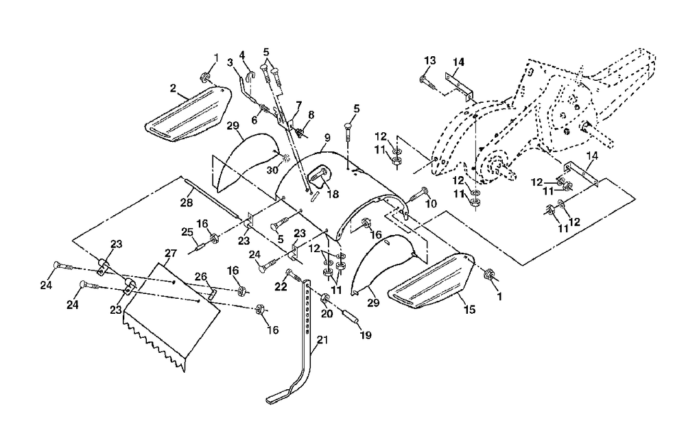 Tine Shield Diagram and Parts List for 550CRTH (954140064-B)(1999-03) Husqvarna Tiller