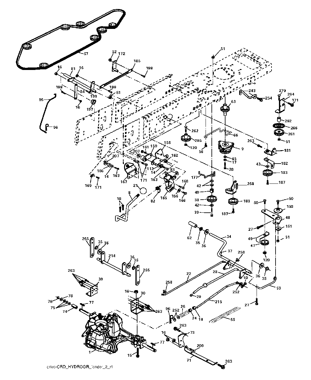 Drive Diagram and Parts List for CTH220TWIN (96061019003)(2008-11) Husqvarna Lawn Tractor