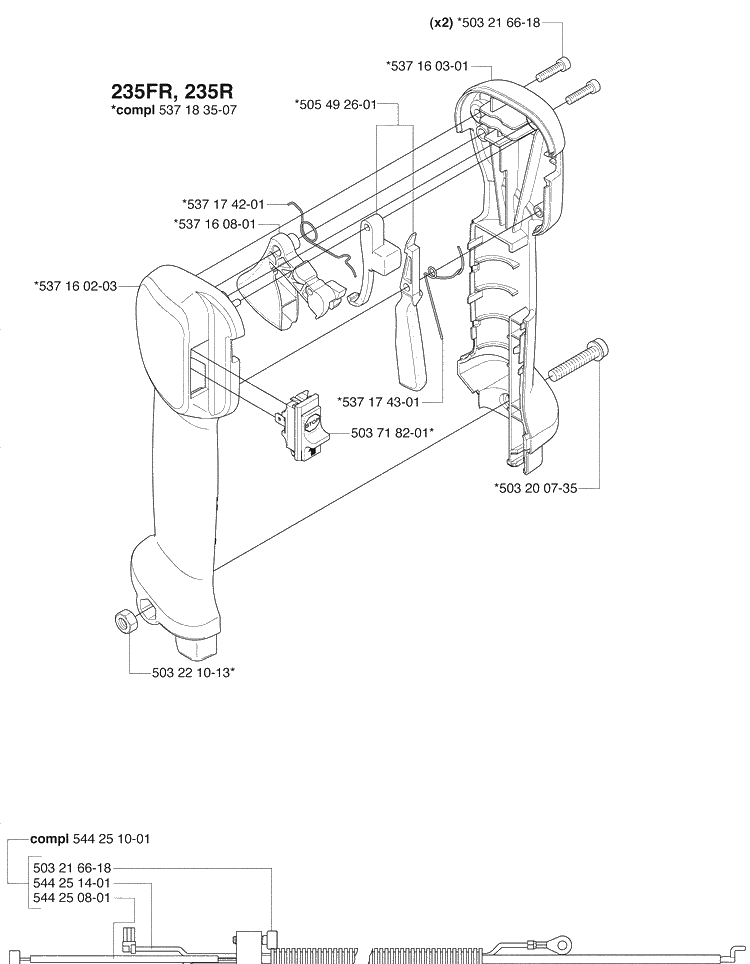 Throttle Diagram and Parts List for 235FR 2009-06 Husqvarna Brush Cutter