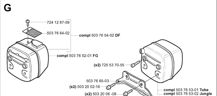 Muffler Diagram and Parts List for 372XP/ (XPG)(20051800001-20070100000) Husqvarna Chainsaw