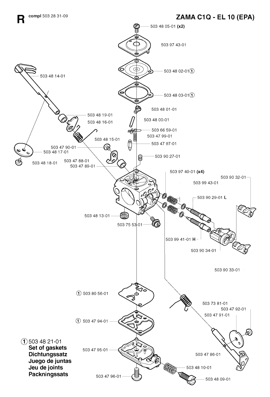 Carburetor Details 2 Diagram and Parts List for 245RX 20023100001 & Above Husqvarna Trimmer