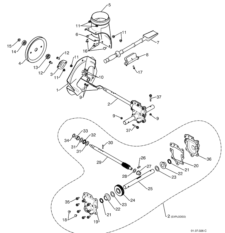Auger Housing / Impeller Assembly 5 Diagram and Parts List for 1830SB (96193005000)(2009-08) Husqvarna Snow Blower