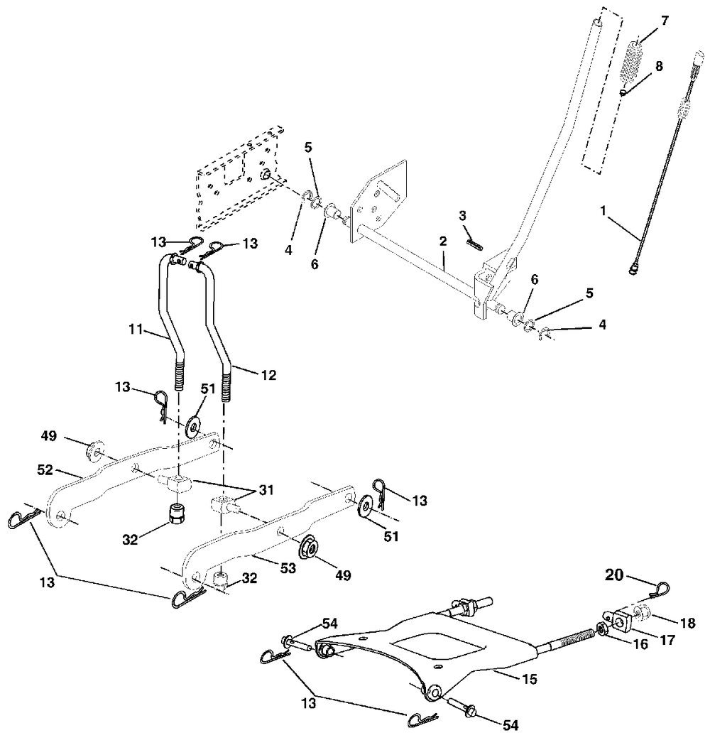 Mower Lift Diagram and Parts List for YTH2148 (954571960-A)(2003-11) Husqvarna Lawn Tractor