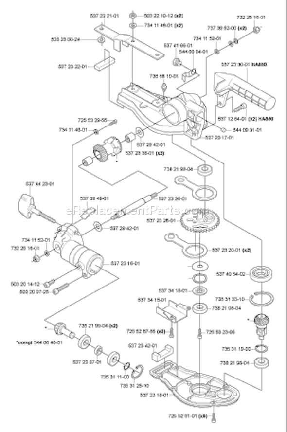 Page J Diagram and Parts List for 323HE3 2005-10 Husqvarna Trimmer