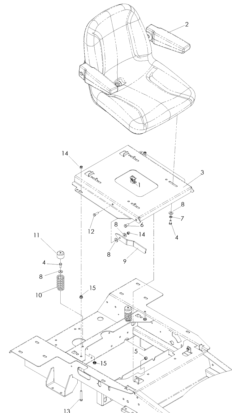 Seat Diagram and Parts List for EZ4624 (968999657)(2008-08) Husqvarna Lawn Mower