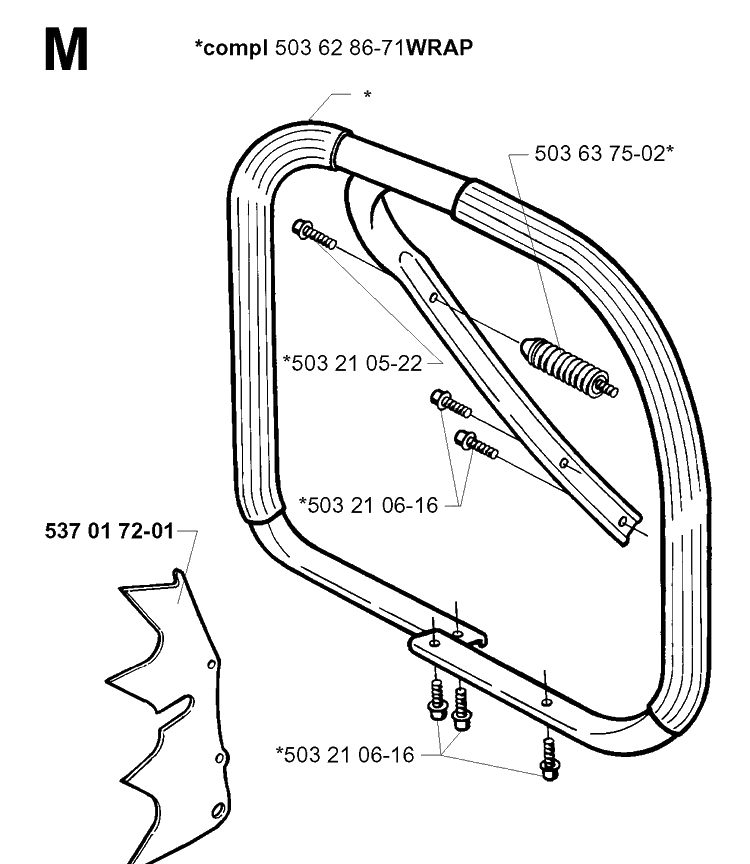 Handle Diagram and Parts List for 362XP 19994500001-20014000000 Husqvarna Chainsaw