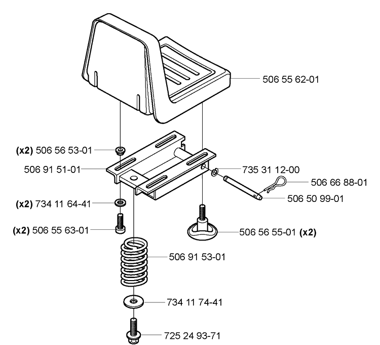 Seat Diagram and Parts List for RIDER155 2006-01 Husqvarna Lawn Tractor