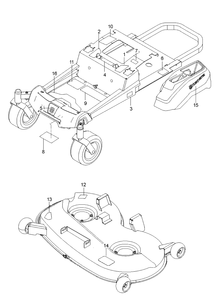 Decals Diagram and Parts List for Z246 (970467401-00)(2020-04) Husqvarna Lawn Mower