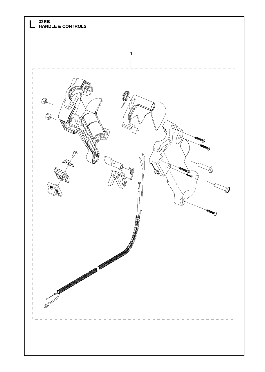 Handle And Controls Diagram and Parts List for 131RB 20181300001 & Above Husqvarna Brush Cutter