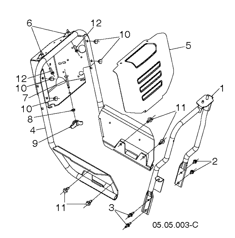 Handle 2 Diagram and Parts List for ST430T  Husqvarna Snow Blower