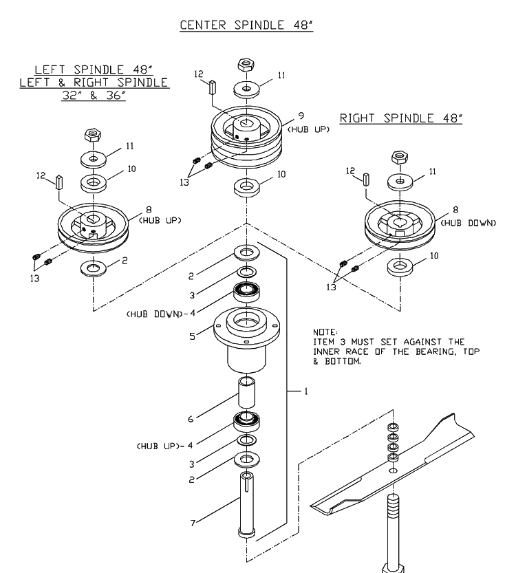 Cutter Housing Assembly Diagram and Parts List for WH3615 2001-02 Husqvarna Lawn Mower