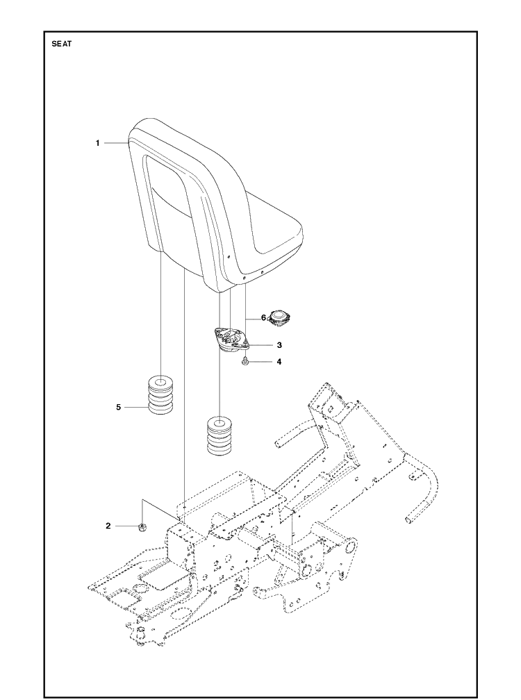 Seat Diagram and Parts List for R418TS AWD Husqvarna Lawn Mower