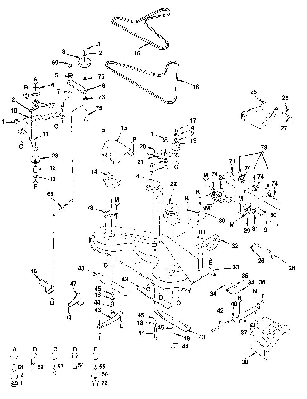 Mower (Part 1) Diagram and Parts List for YT161H (127589)(1990-11) Husqvarna Lawn Tractor