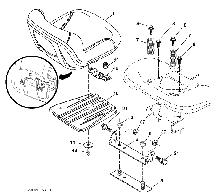 Seat Diagram and Parts List for LGT2654 (96043014800)(2012-10) Husqvarna Lawn Tractor