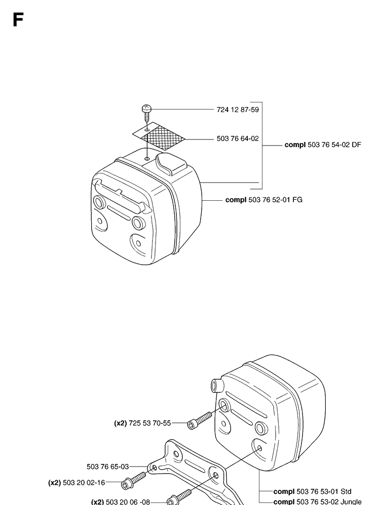 Muffler Diagram and Parts List for 365 20070900001-20101800000 Husqvarna Chainsaw
