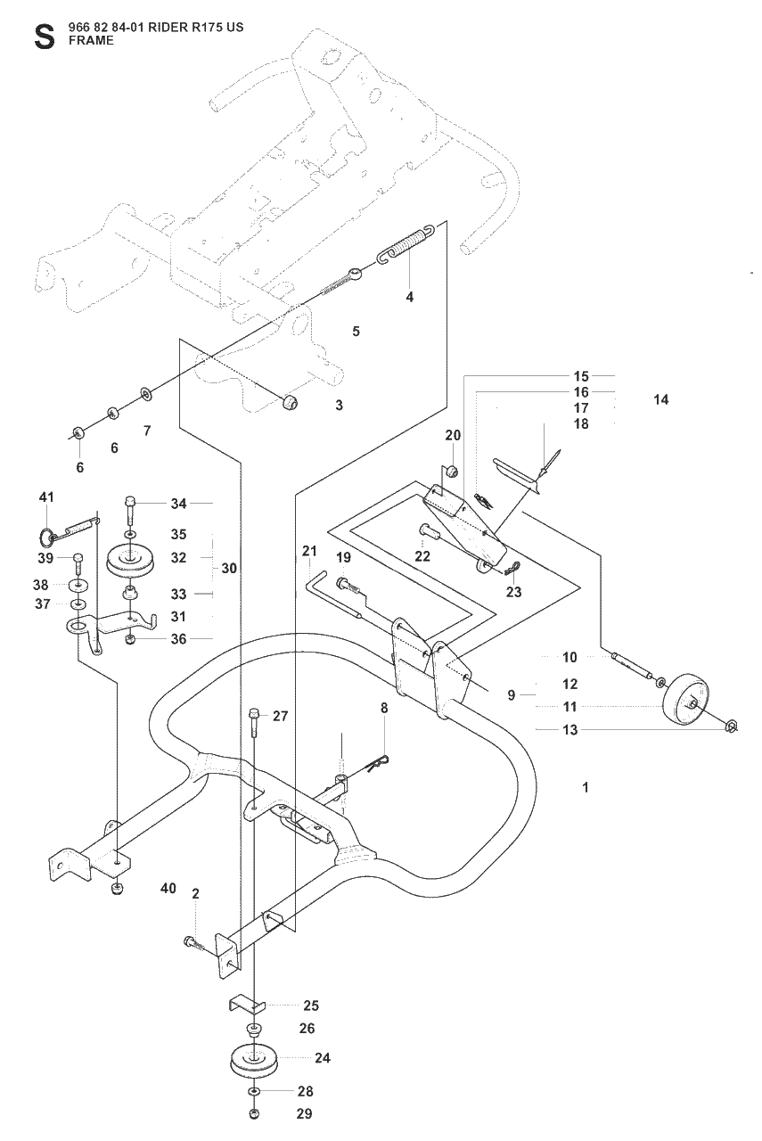 Frame Diagram and Parts List for R175 (966828401)(2008-05) Husqvarna Lawn Tractor
