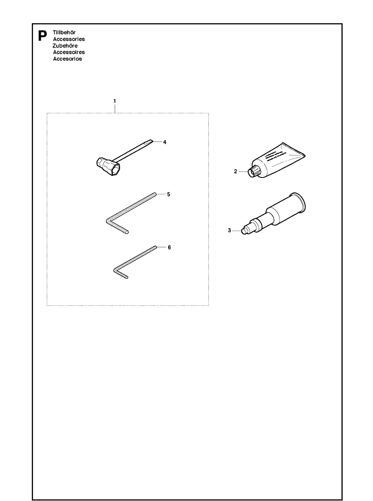 Accessories Diagram and Parts List for 272XP 20163200001-20173200000 Husqvarna Chainsaw