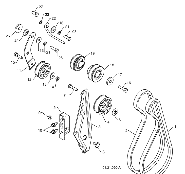 Chassis / Engine / Pulleys 1 Diagram and Parts List for 1830SB (96193005000)(2009-08) Husqvarna Snow Blower