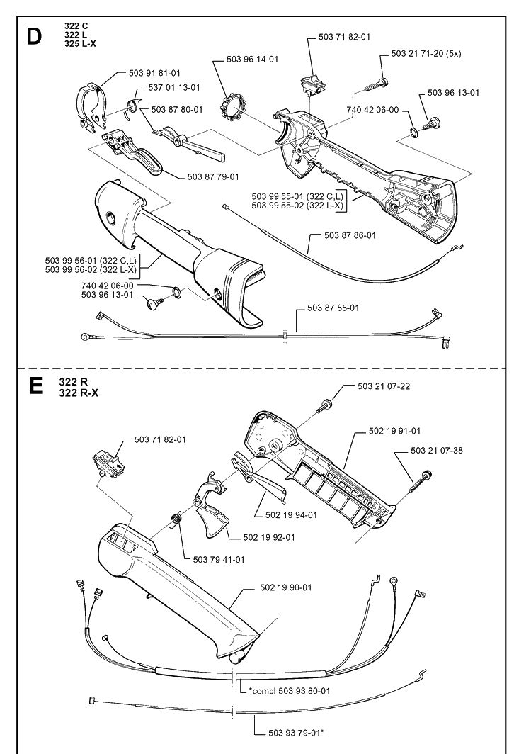 Throttle Controls Diagram and Parts List for 325RX 19991000001-20001900000 Husqvarna Brush Cutter