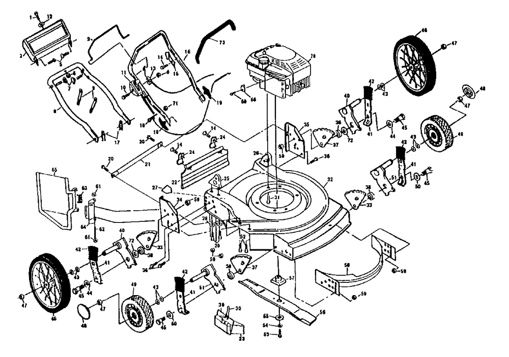 56 Dh Diagram and Parts List for 56DH (954072201-G)(1993-01) Husqvarna Lawn Mower
