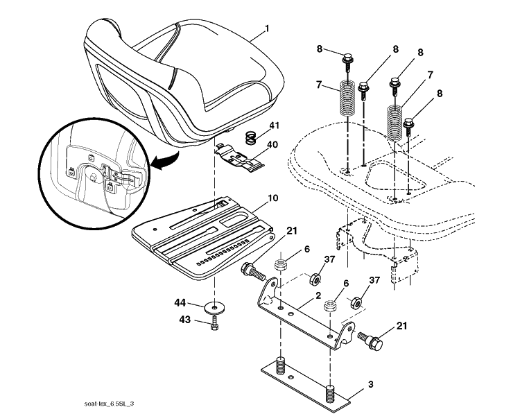 Seat Diagram and Parts List for LT2223A2 (96041014401)(2010-02) Husqvarna Lawn Tractor