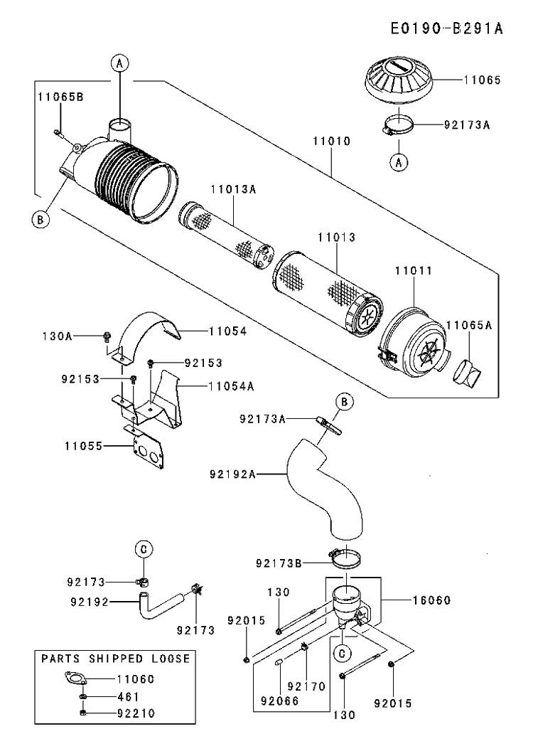 Air Filter And Muffler Diagram and Parts List for FX751V-ES00 2017-09 Husqvarna Engine
