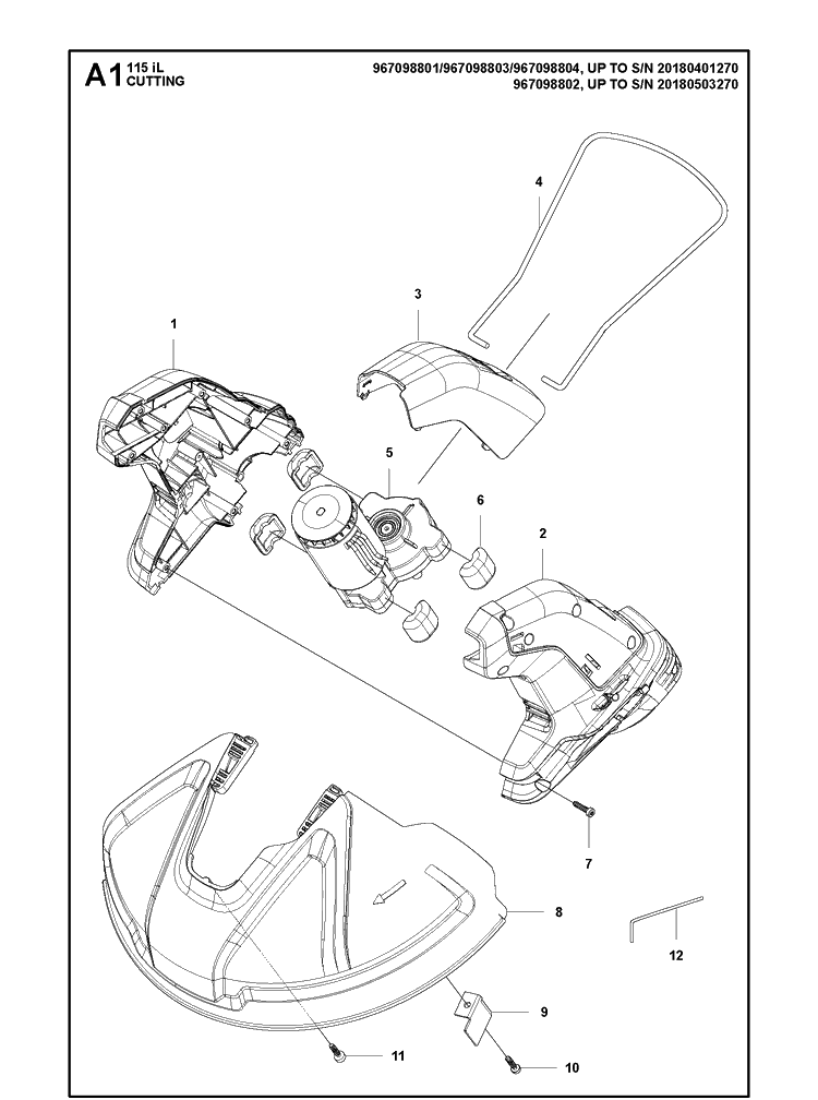 Cutting Equipment 2 Diagram and Parts List for 115IL (9670988001)(20182200001-Current) Husqvarna Edger