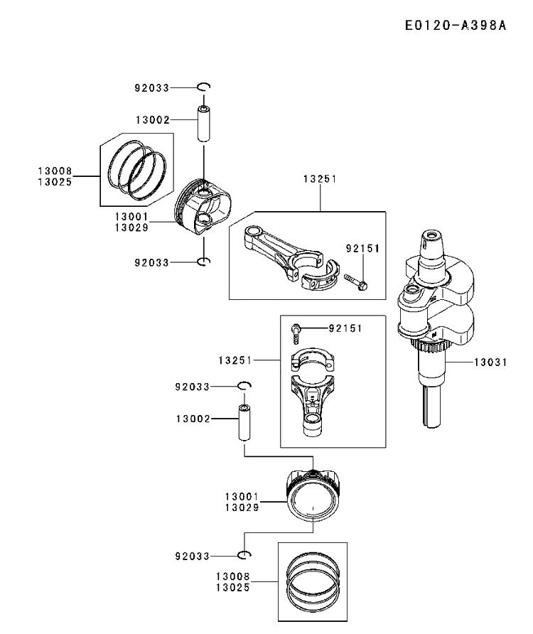 Piston And Crankshaft Diagram and Parts List for FX691V-AS50 2017-09 Husqvarna Engine