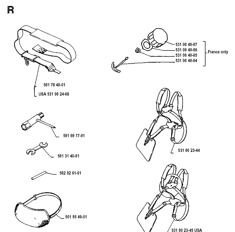Harness Diagram and Parts List for 132LD 19904400001-19920100000 Husqvarna Edger