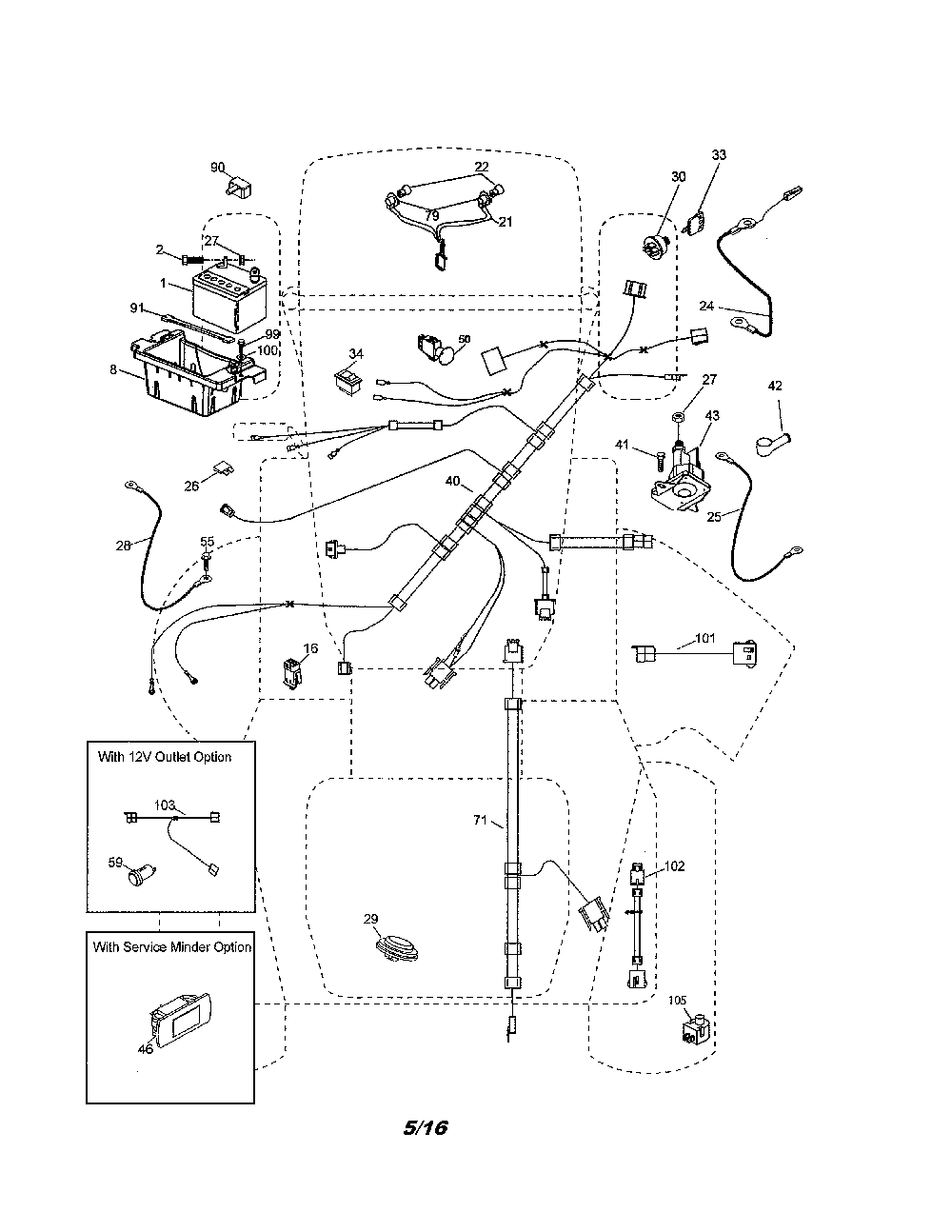Electrical Diagram and Parts List for YTH2348-917286560  Husqvarna Lawn Tractor