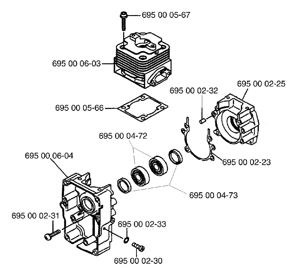 Cylinder And Crankcase Diagram and Parts List for 155BT 1998-10 Husqvarna Leaf Blower / Vacuum